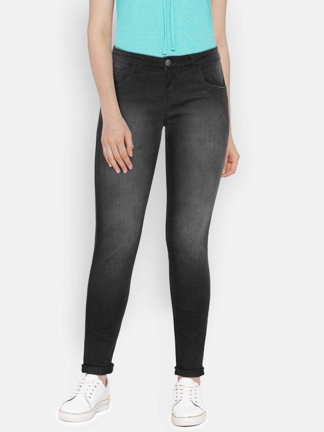 newport women black skinny fit mid-rise clean look stretchable jeans