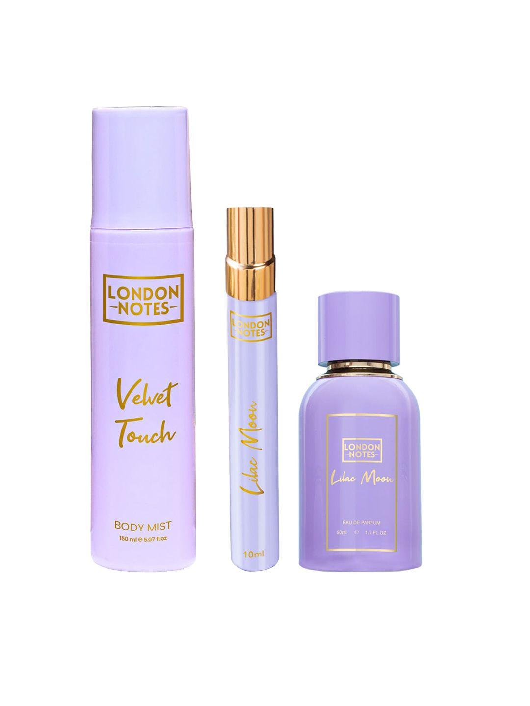 newu set of 3 women london notes body mist +mini perfume+eau de parfum - 210ml