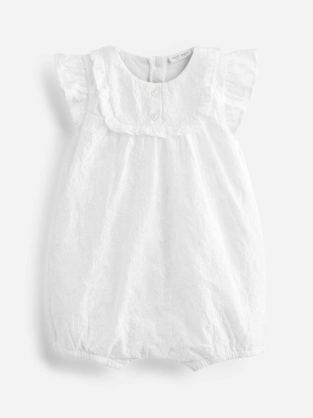 next infant girls pure cotton embroidered romper