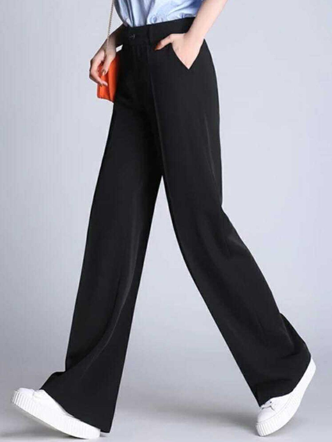 next one women black relaxed straight leg loose fit high-rise trouser