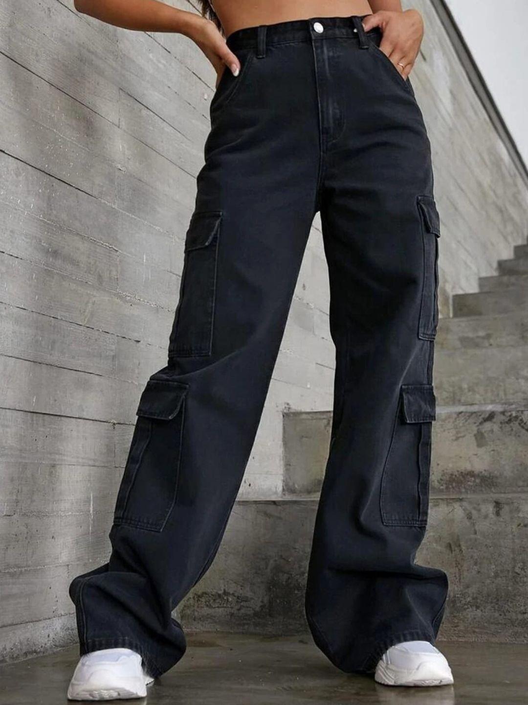 next one women black smart clean look wide leg high-rise stretchable jeans