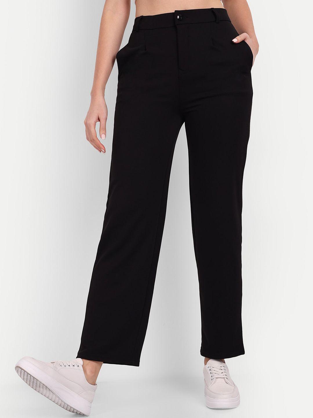 next one women black smart straight fit high-rise easy wash trousers