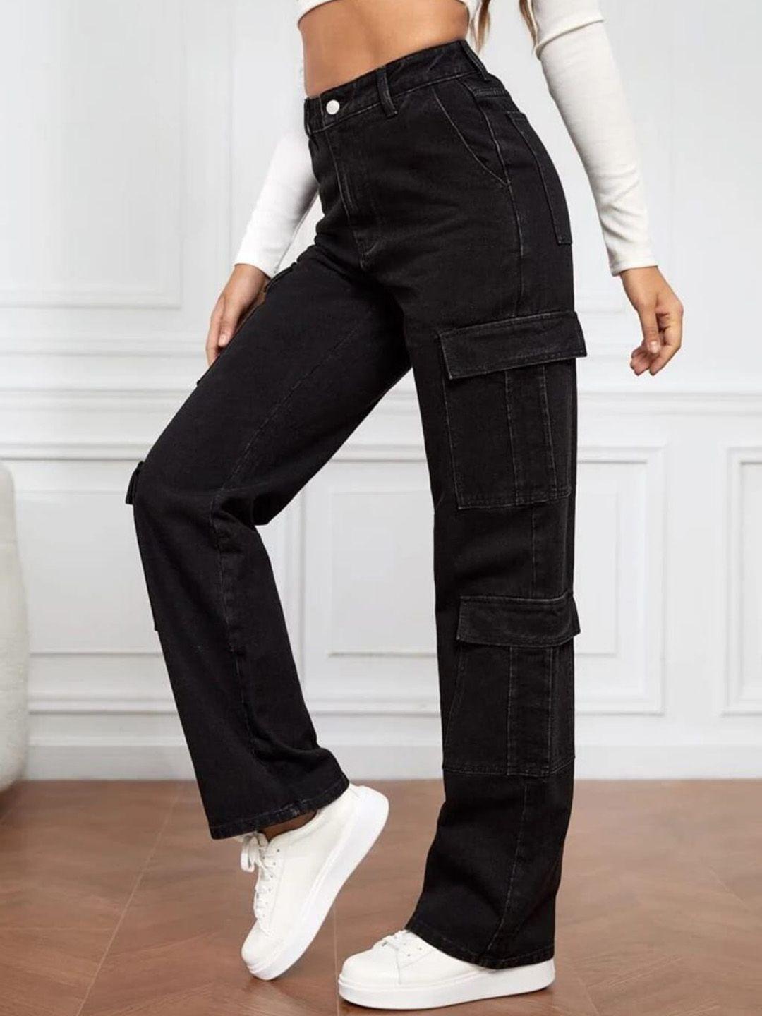 next one women black smart wide leg high-rise slash knee stretchable jeans