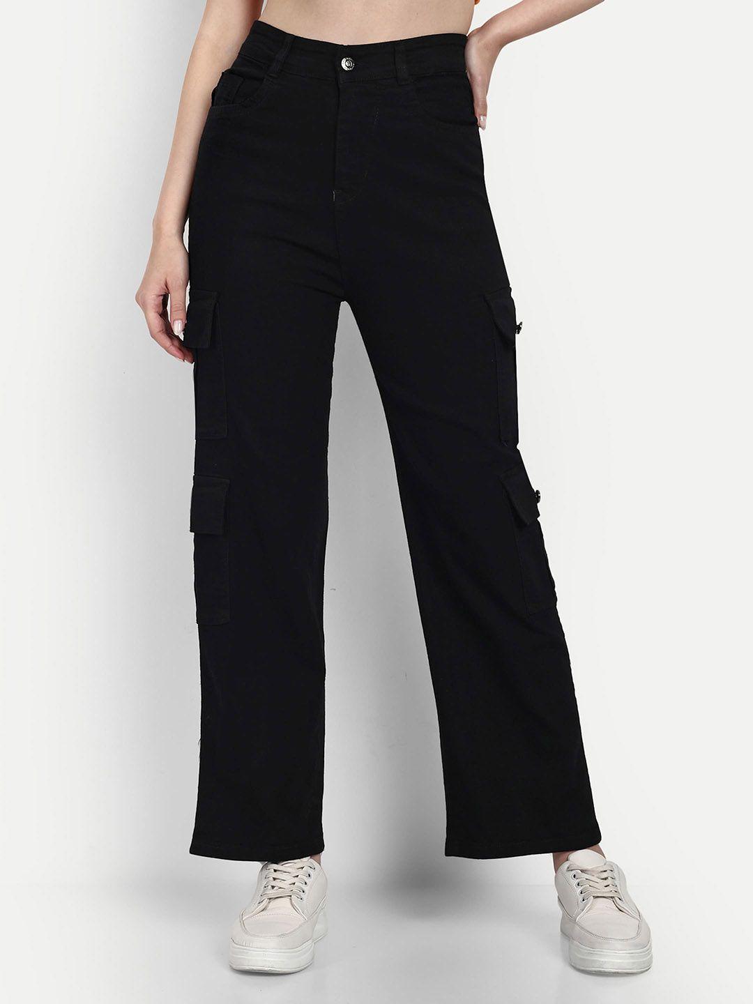 next one women black smart wide leg high-rise stretchable jeans