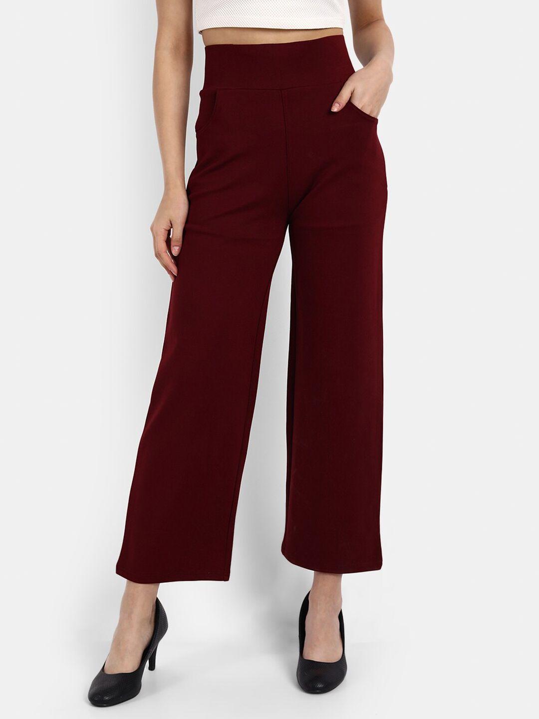 next one women maroon solid straight-fit jeggings