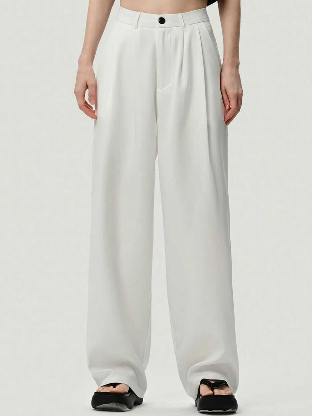 next one women white smart loose fit high-rise easy wash trousers