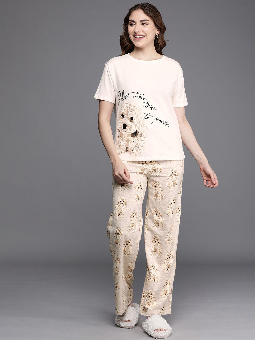 next women pure cotton printed pyjama set