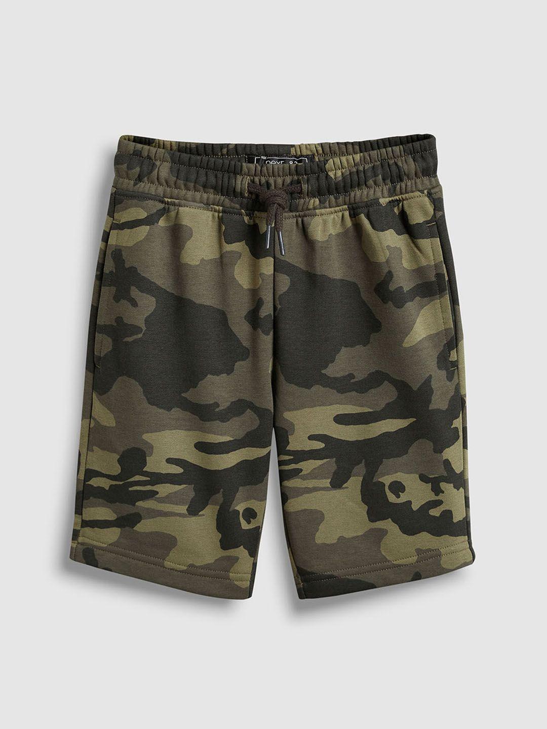 next boys green printed regular fit regular shorts