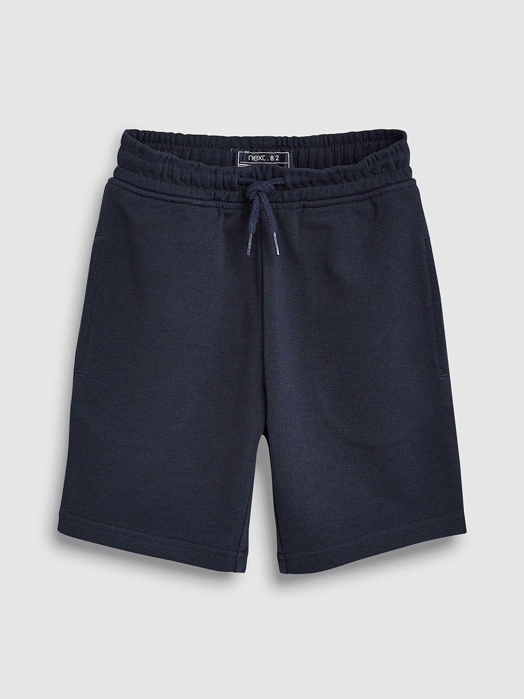 next boys navy blue solid regular fit regular shorts