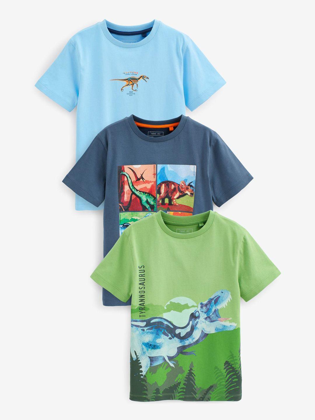 next boys pack of 3 printed pure cotton t-shirts