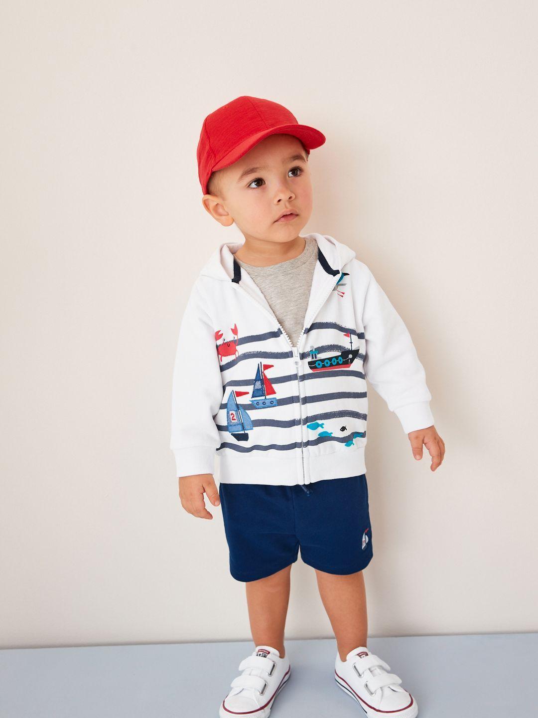 next boys pure cotton nautical printed sweatshirt with shorts