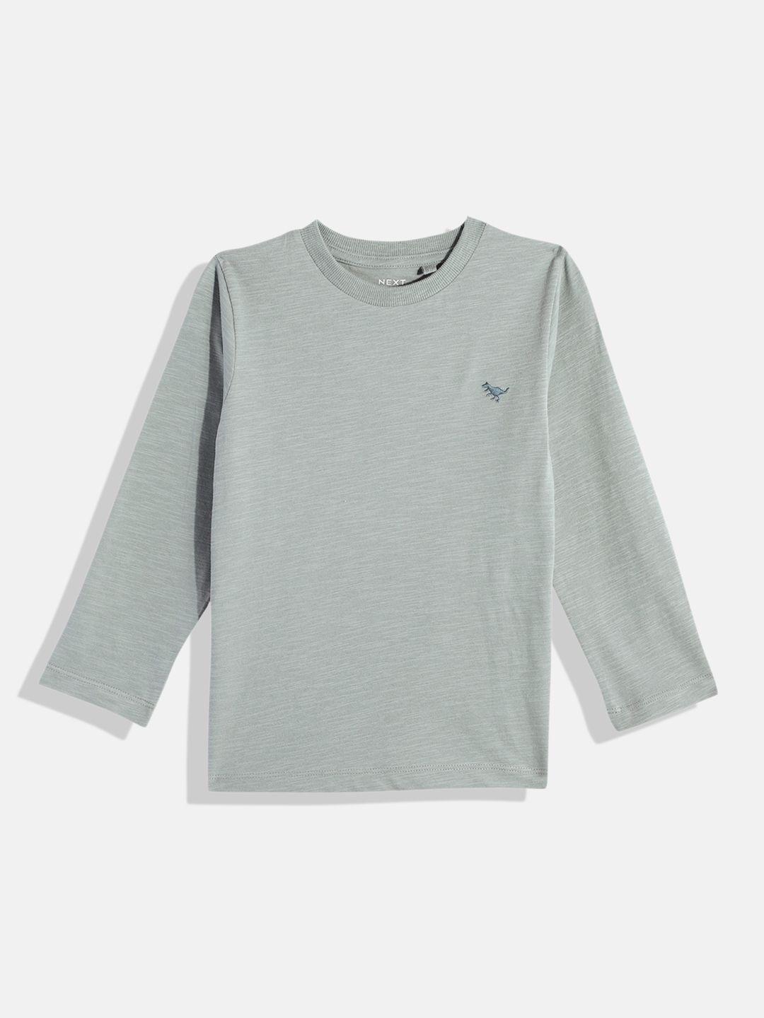 next boys solid knitted pure cotton t-shirt with minimal embroidered detail