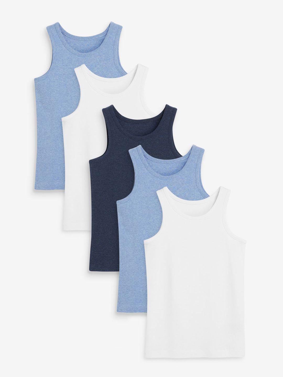 next boys solid pure cotton pack of 5 innerwear vests