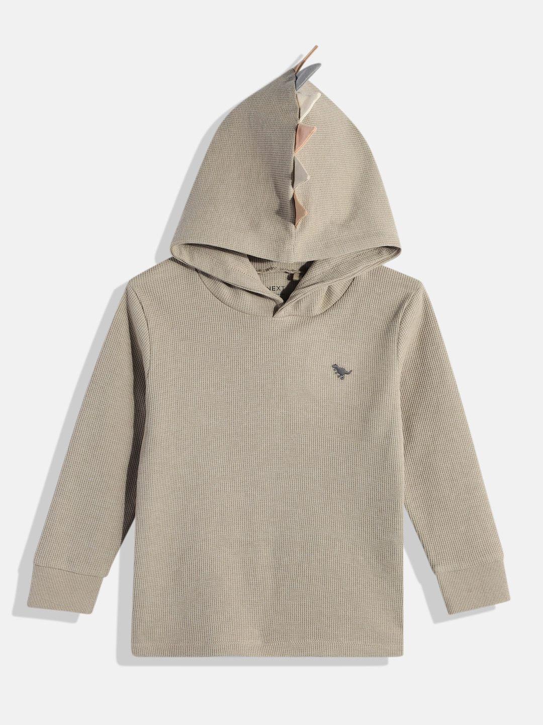 next boys textured self design hooded sweatshirt with minimal embroidered detail