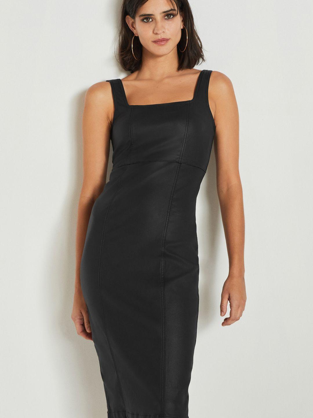 next faux leather sheath midi dress