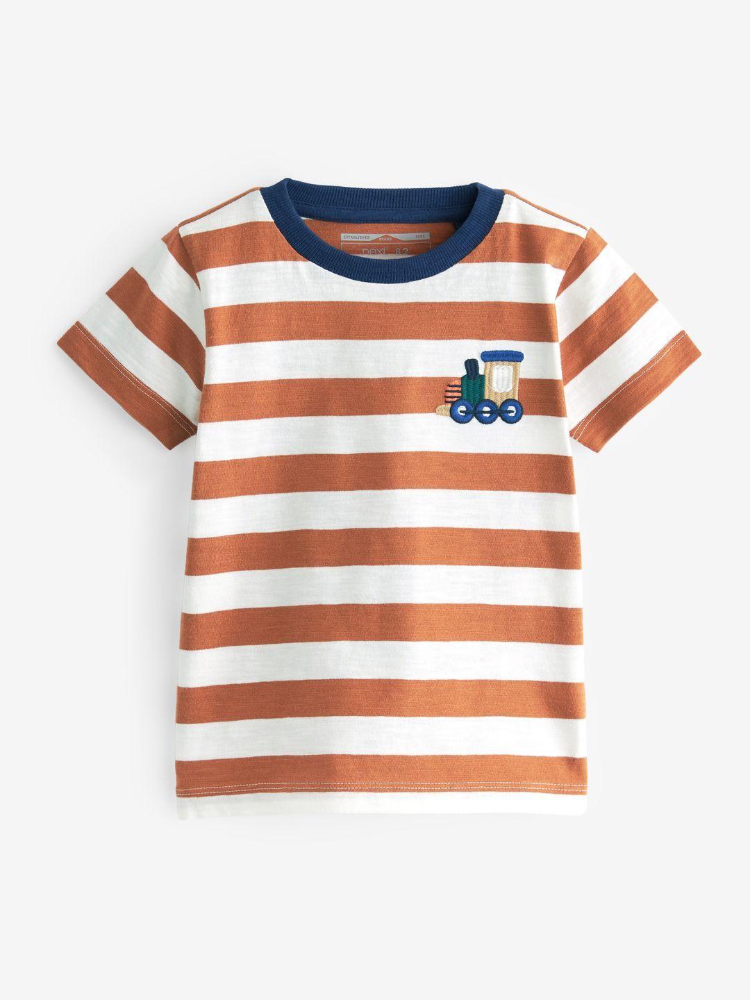 next infant boys pure cotton striped applique detail t-shirt