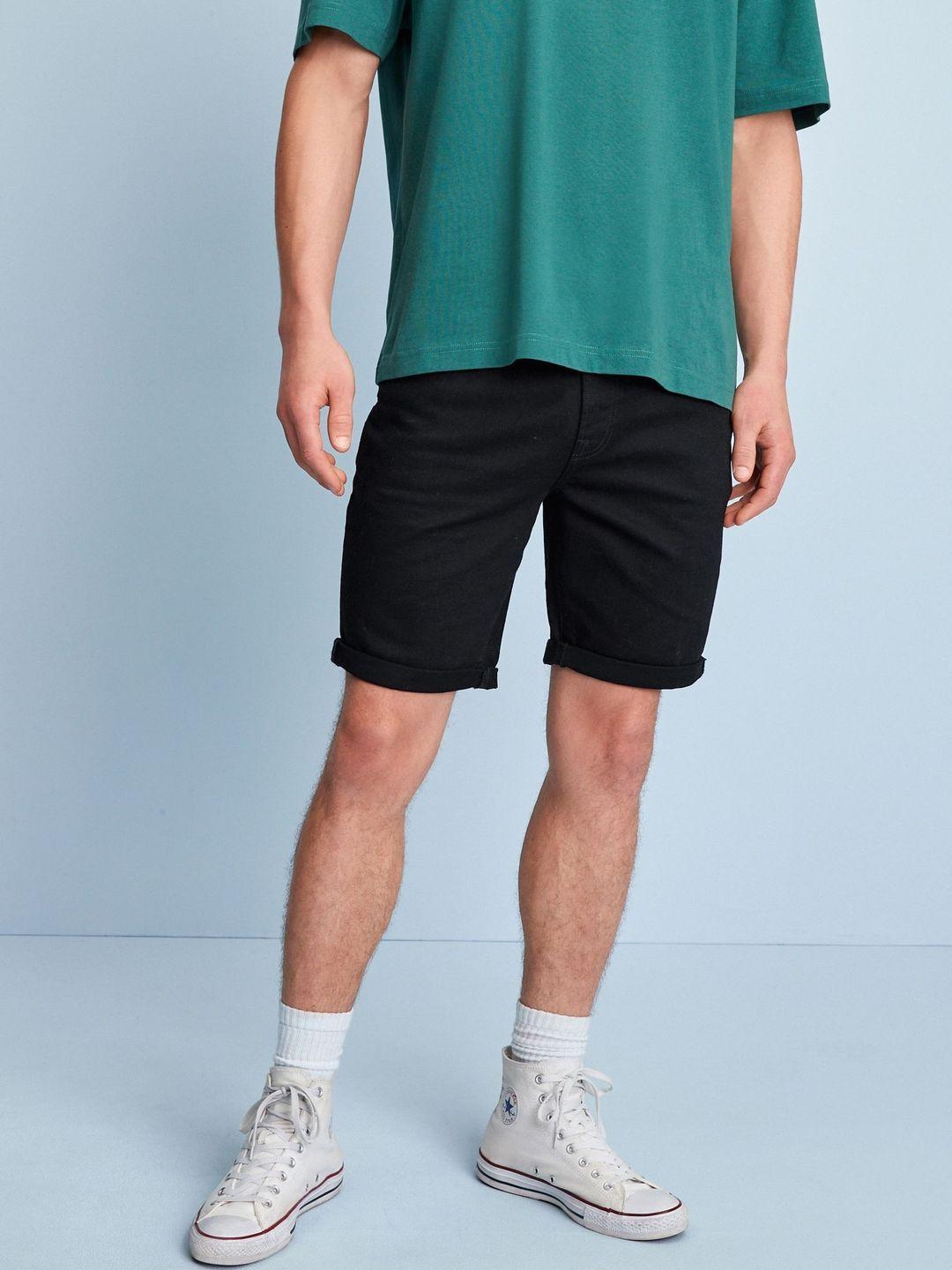 next men mid-rise straight fit denim shorts