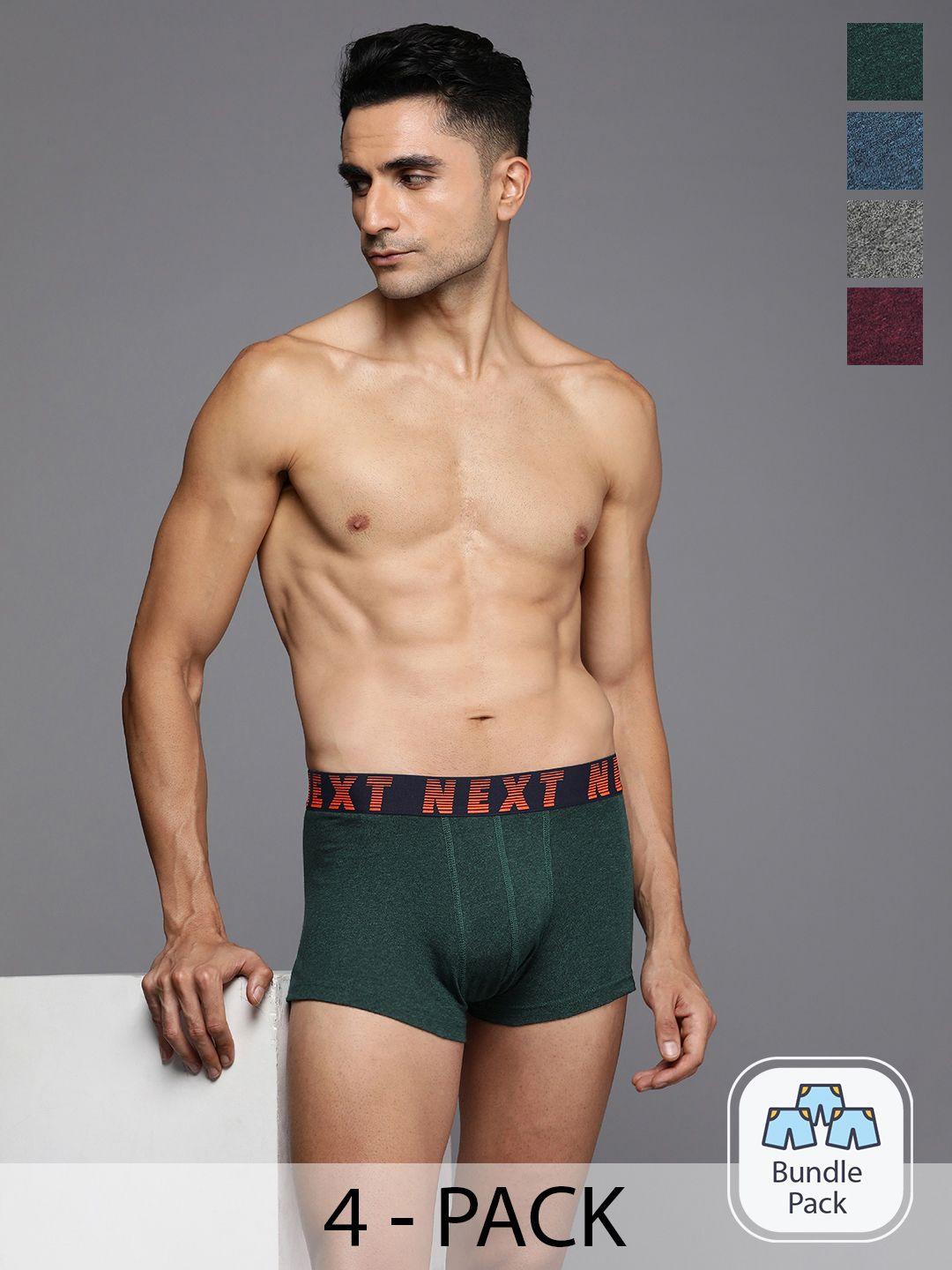 next men pack of 4 mid-rise solid hipster trunks u86468