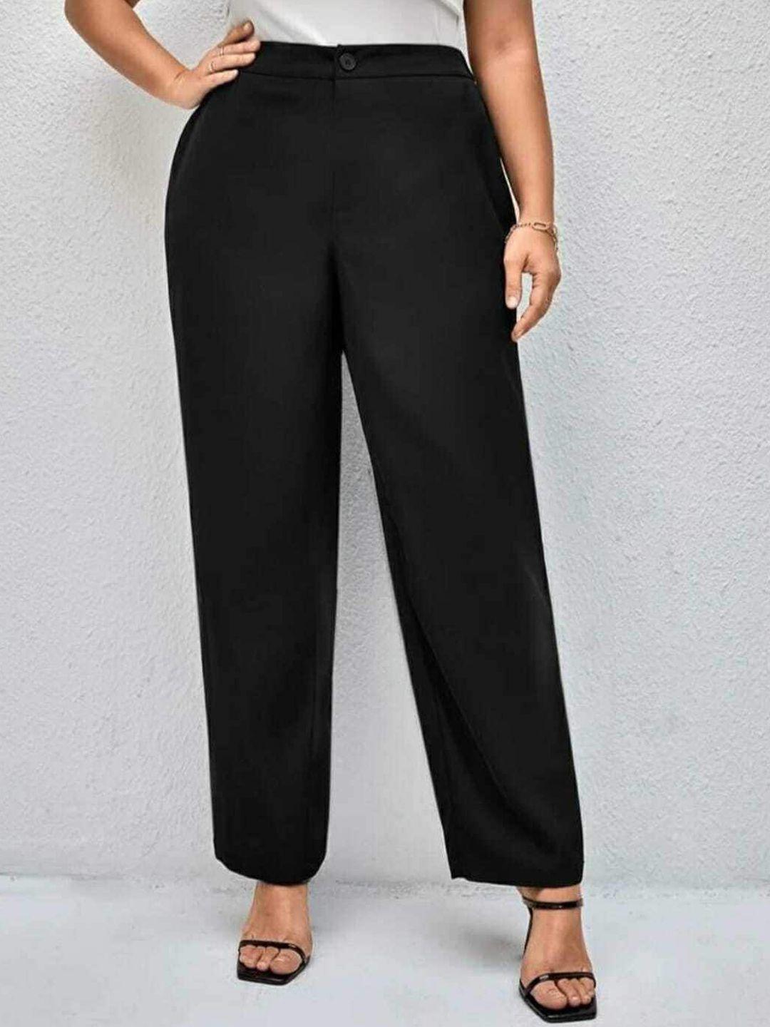 next one women black relaxed straight leg slim fit high-rise easy wash trousers