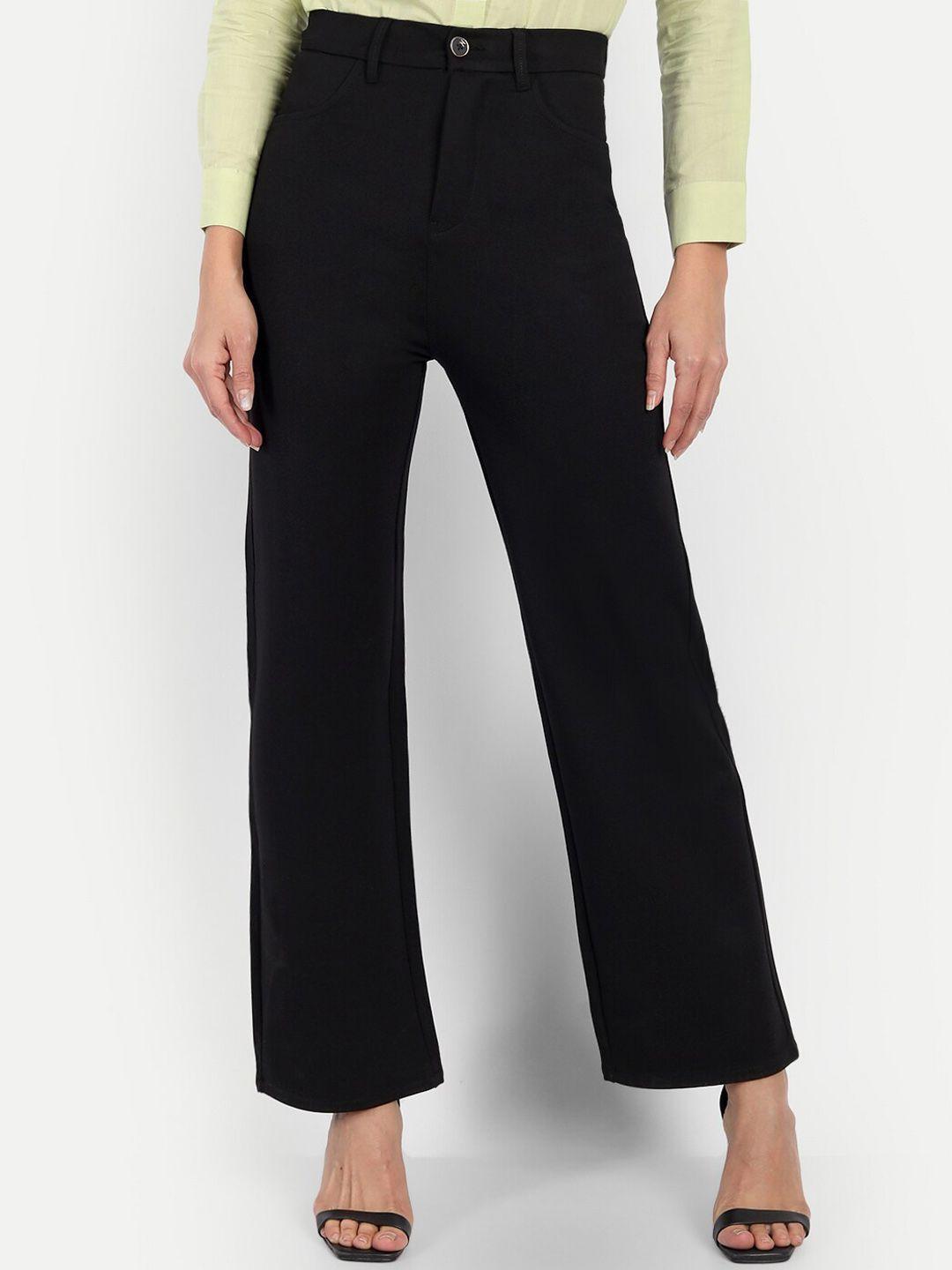 next one women black smart loose fit high-rise easy wash trousers