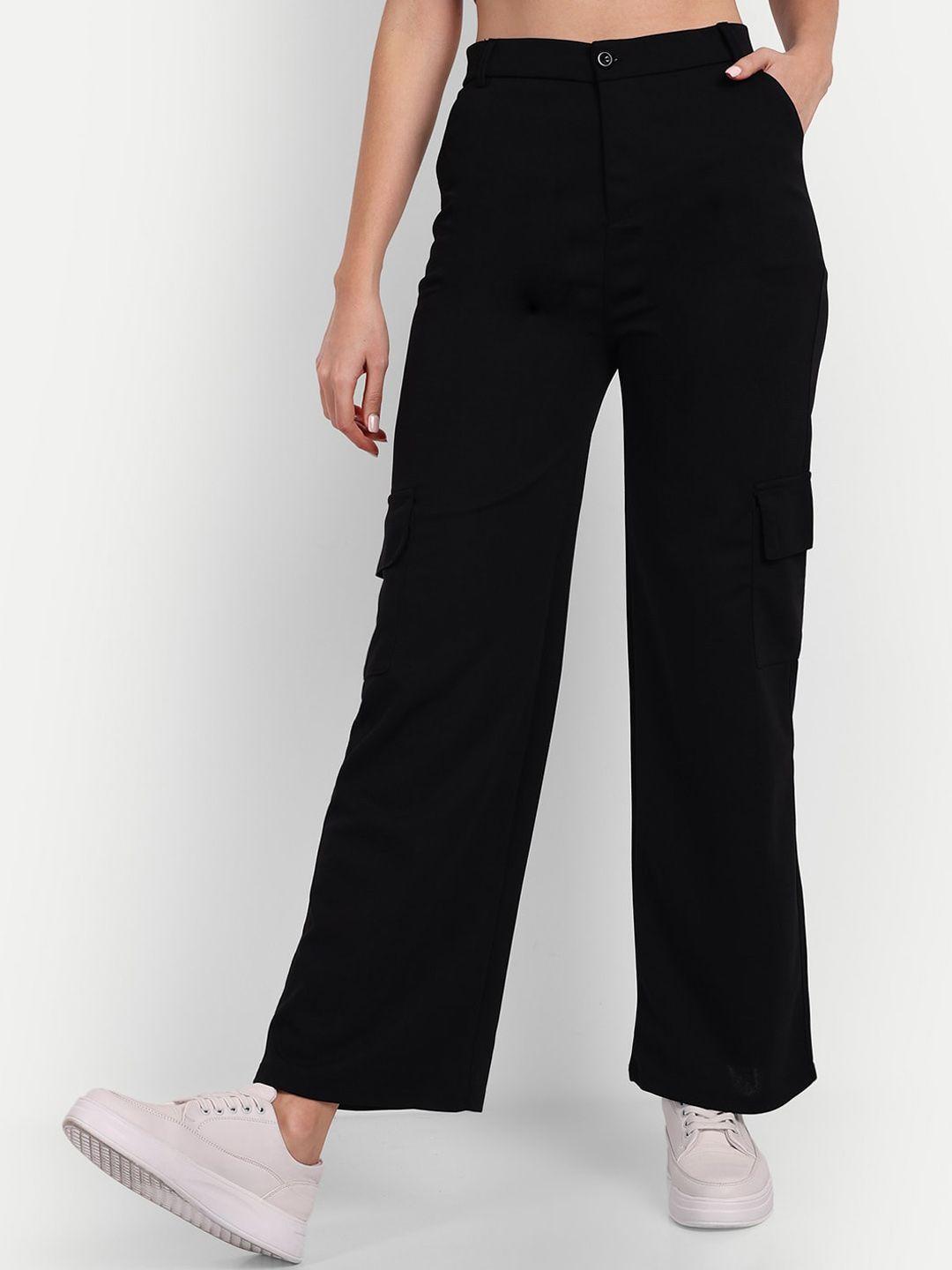 next one women black smart loose fit high-rise easy wash trousers