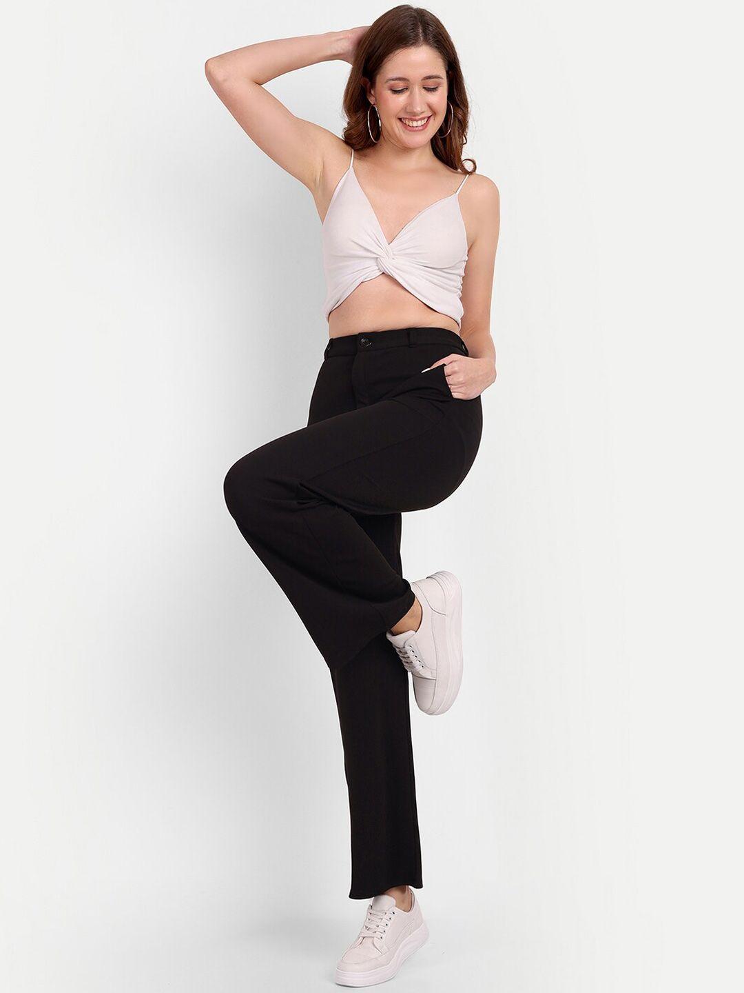 next one women black smart loose fit high-rise easy wash trousers