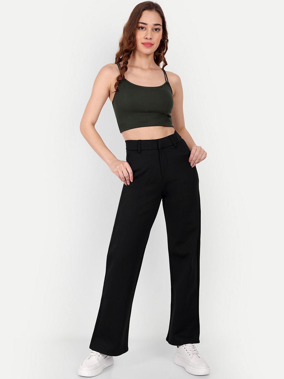 next one women black smart loose fit high-rise easy wash trousers