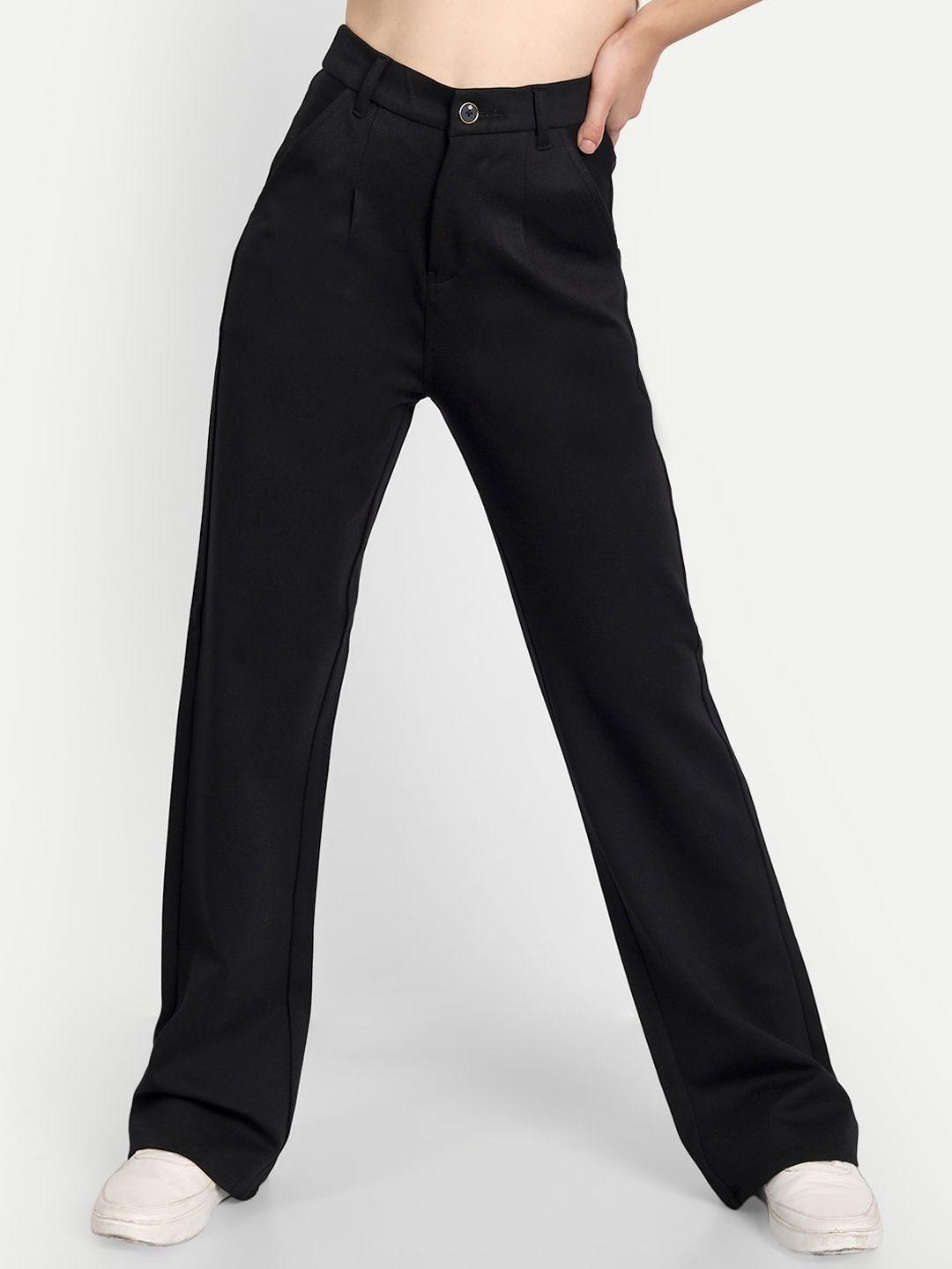 next one women black smart straight fit high-rise easy wash trousers