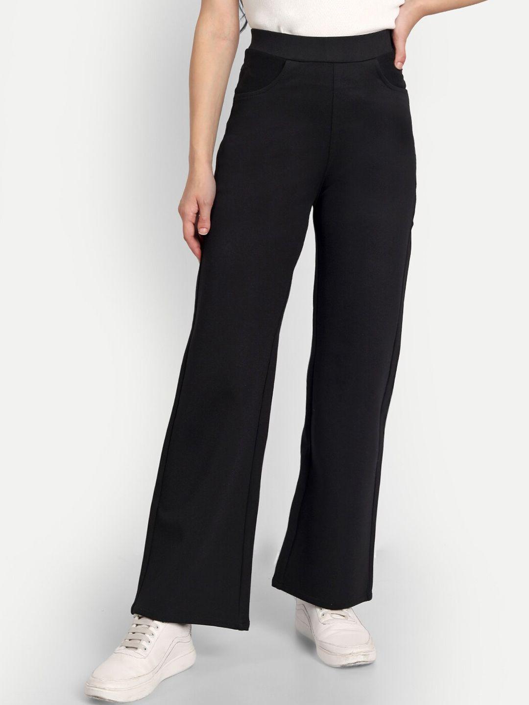 next one women black smart straight fit high-rise easy wash trousers