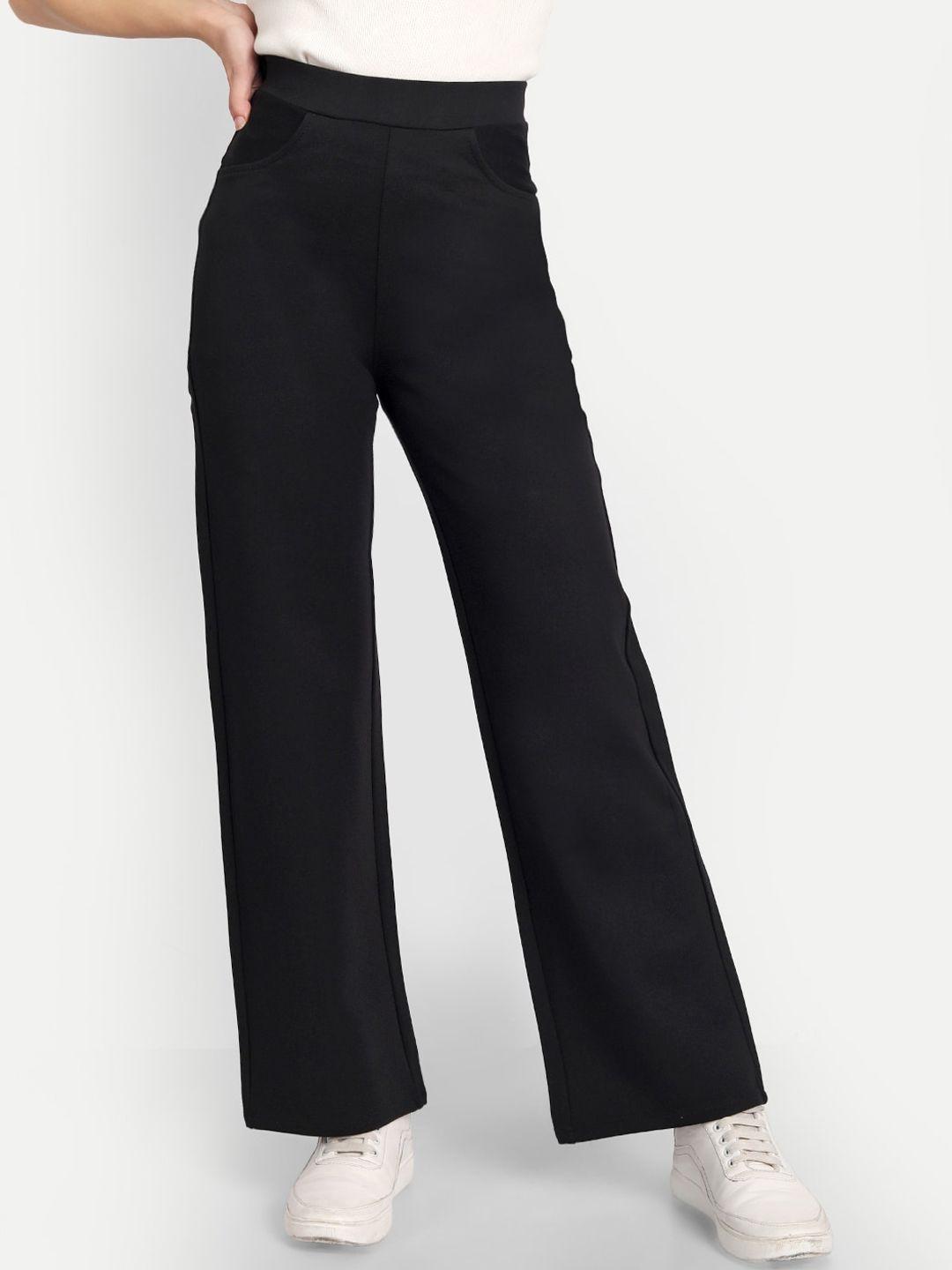 next one women black smart straight fit high-rise easy wash trousers