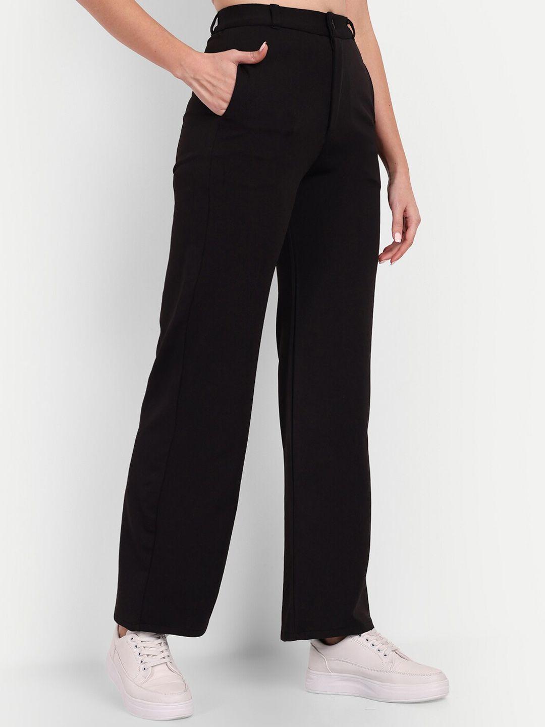 next one women black straight fit high-rise easy wash trousers