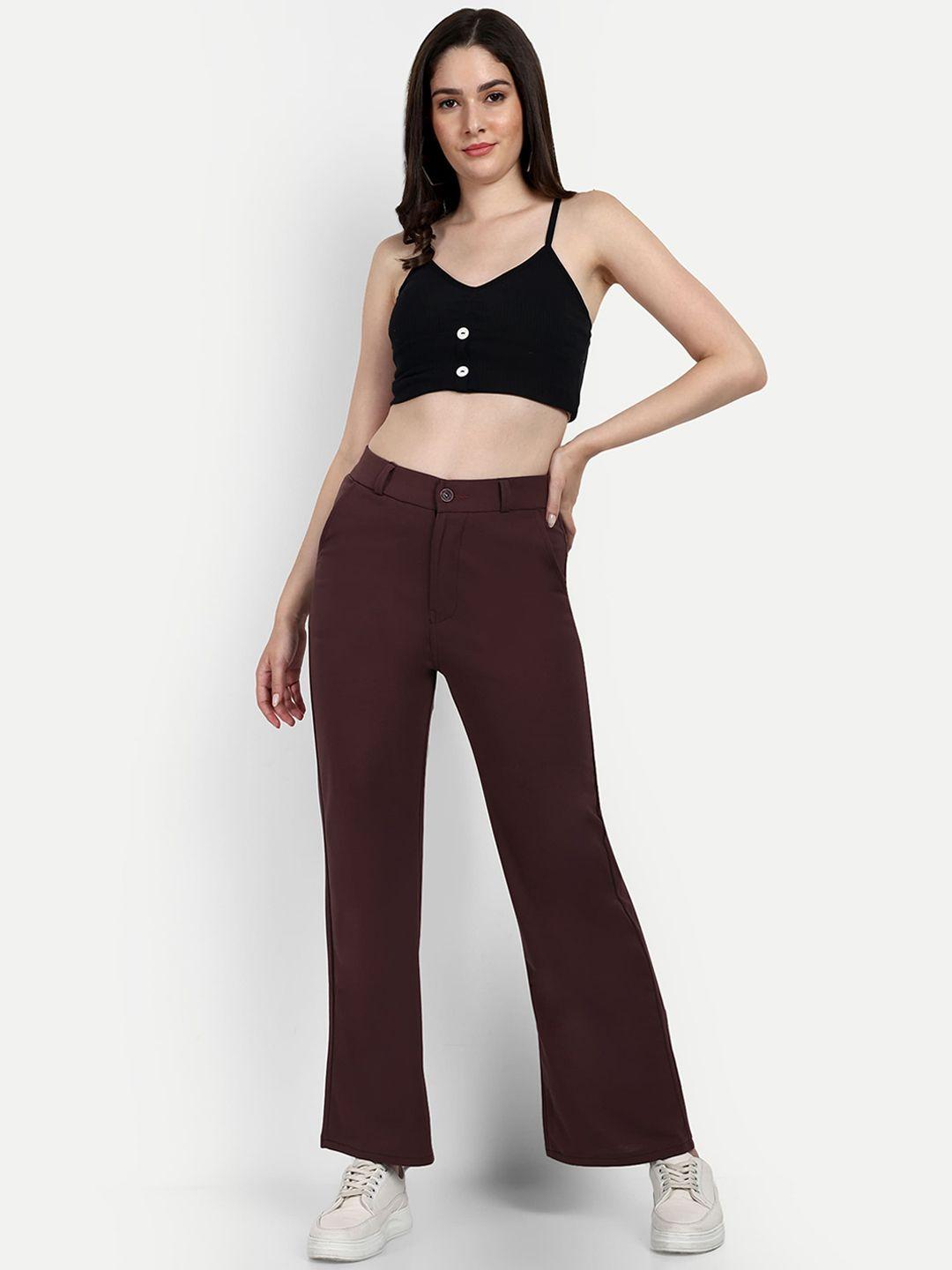 next one women brown smart loose fit high-rise easy wash trousers