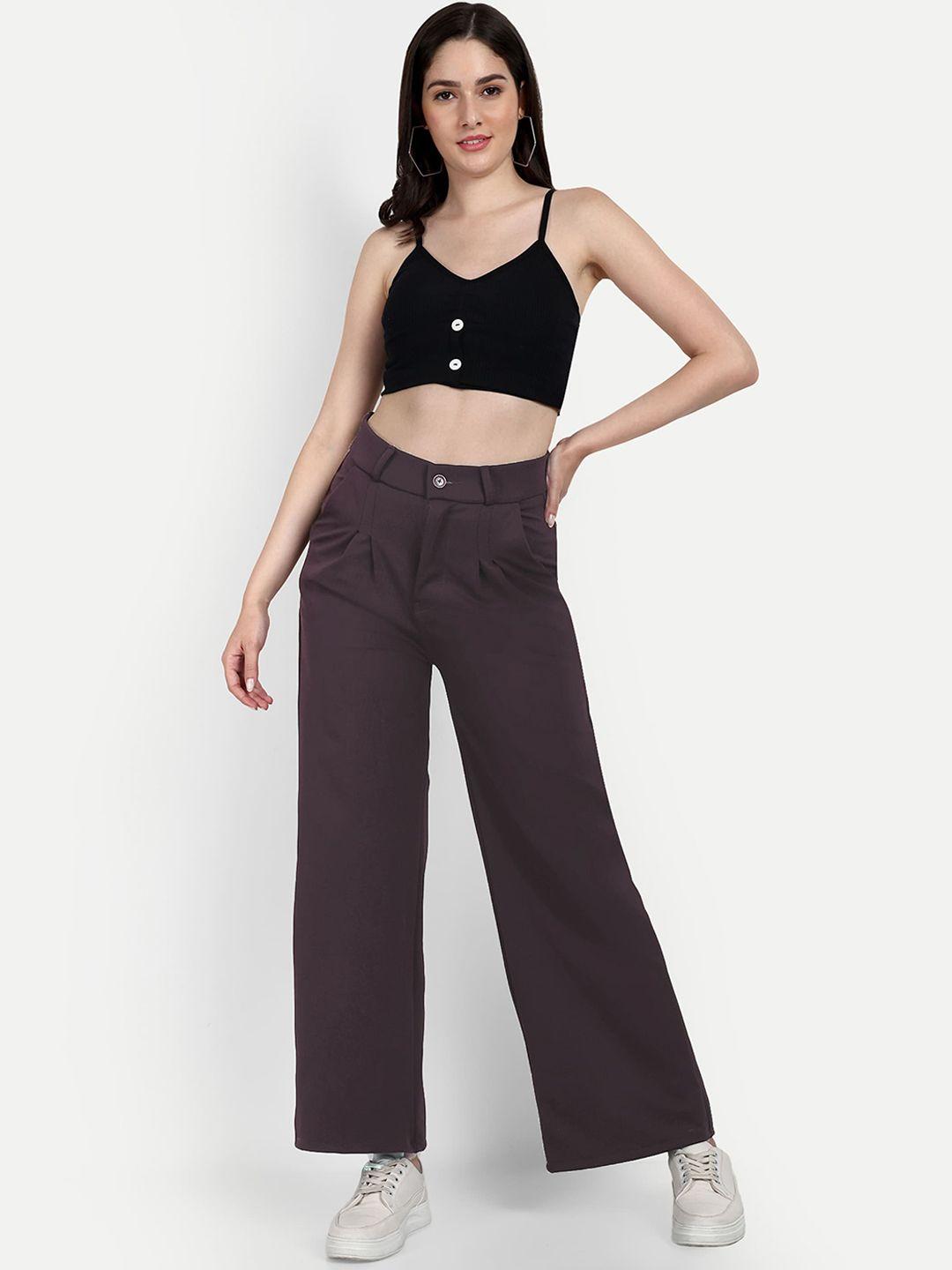 next one women brown smart loose fit high-rise easy wash trousers