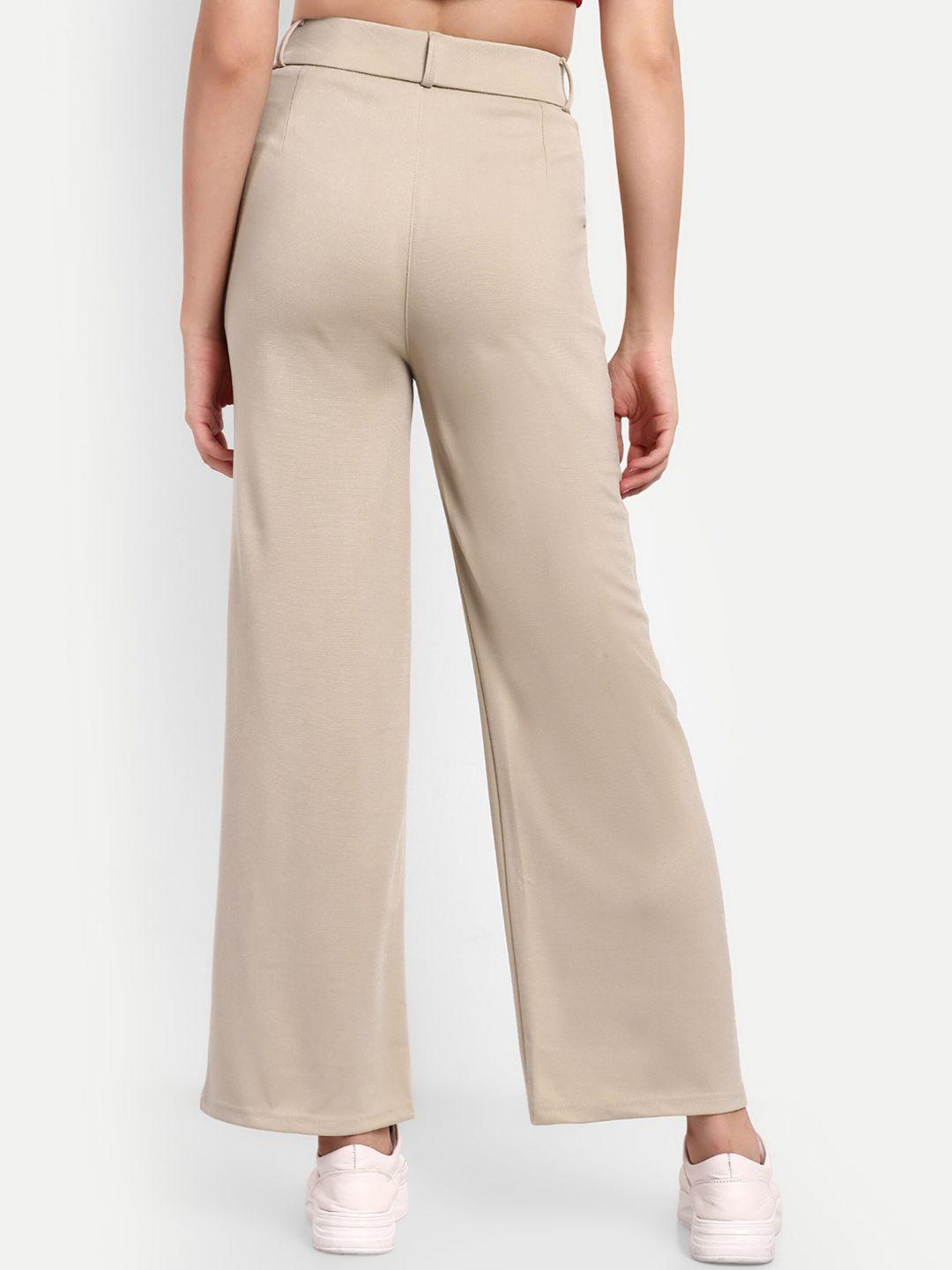 next one women cream-coloured smart loose fit high-rise easy wash trousers