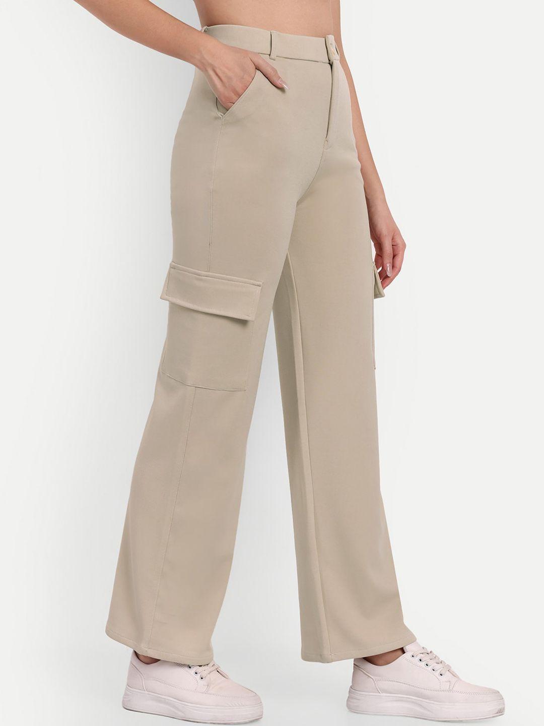 next one women cream-coloured smart straight fit high-rise easy wash trousers