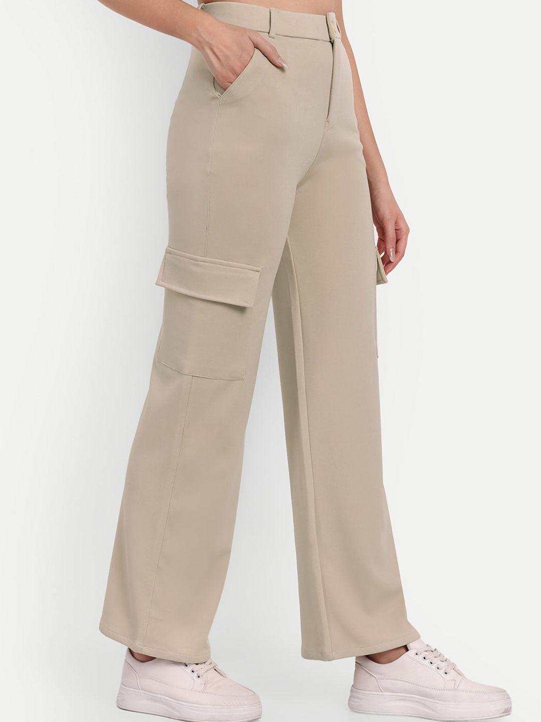 next one women cream-coloured smart straight fit high-rise easy wash trousers