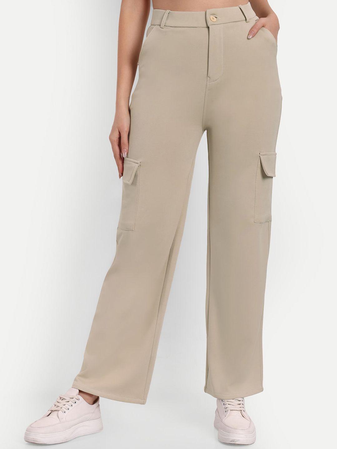 next one women cream-coloured smart straight fit high-rise easy wash trousers
