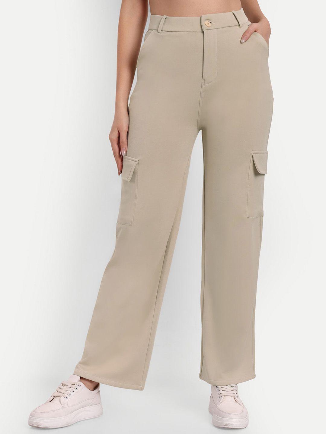 next one women cream-coloured smart straight fit high-rise easy wash trousers