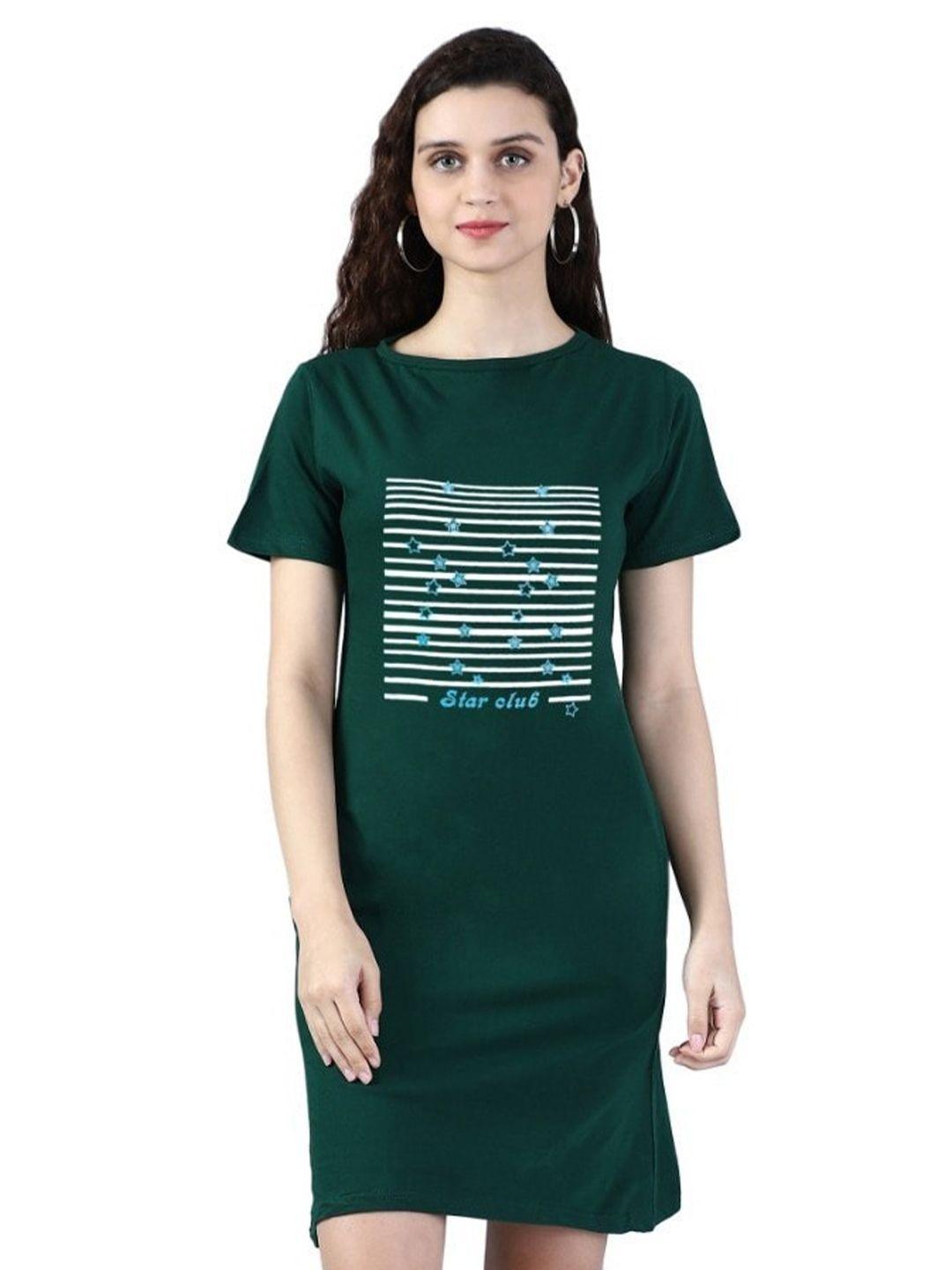 next one women green typography printed pockets t-shirt