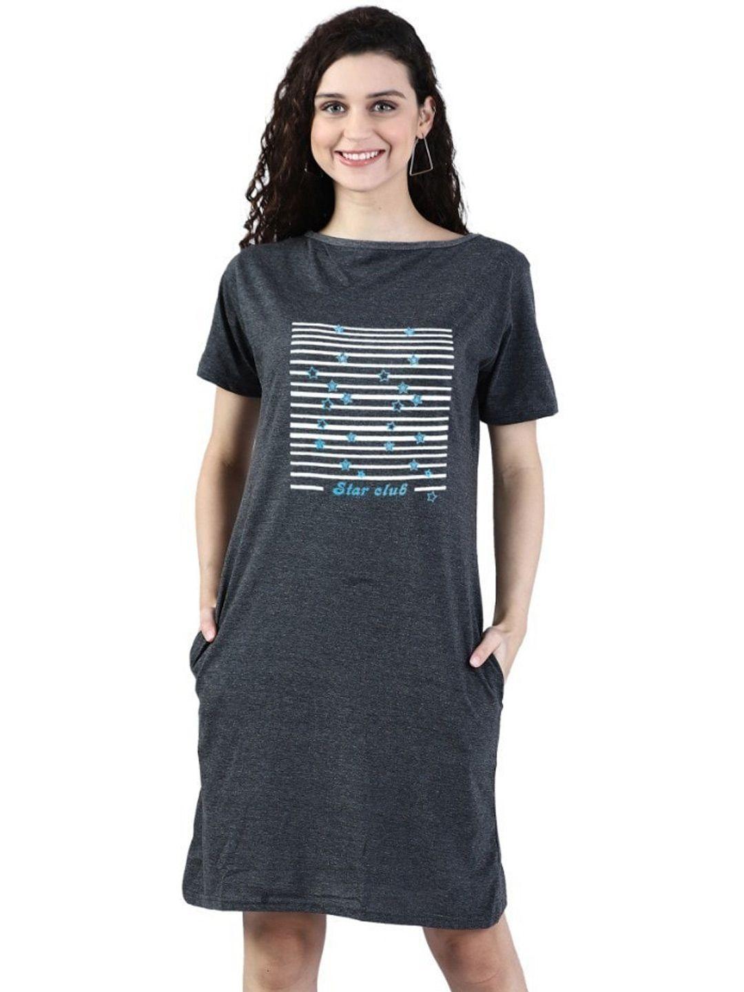next one women grey printed extended sleeves pockets t-shirt