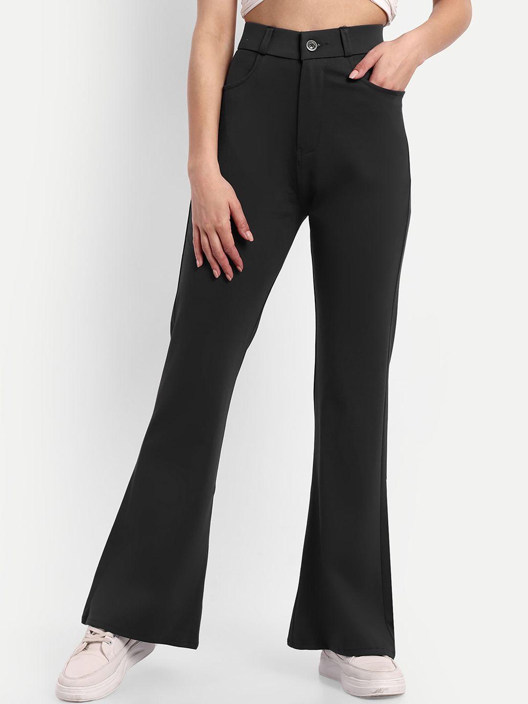 next one women grey smart flared high-rise easy wash trousers