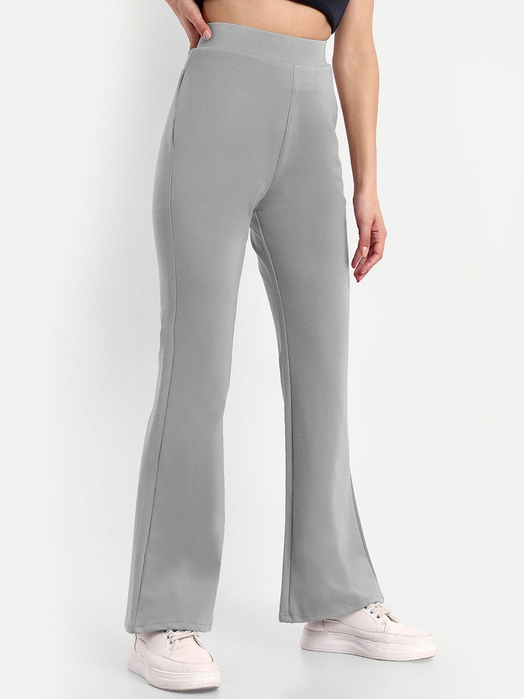 next one women grey smart flared high-rise easy wash trousers