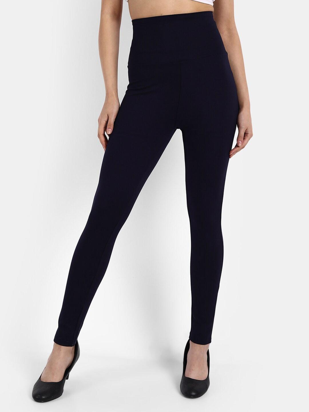 next one women navy blue solid skinny-fit high-rise strechable jeggings