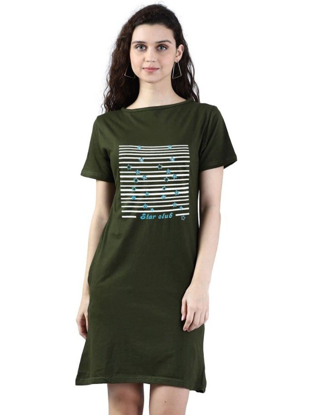 next one women olive green printed pockets t-shirt