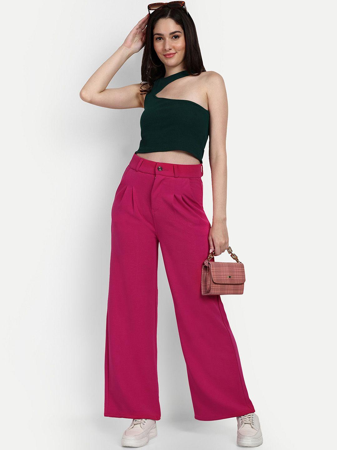 next one women rose smart loose fit high-rise easy wash pleated trousers