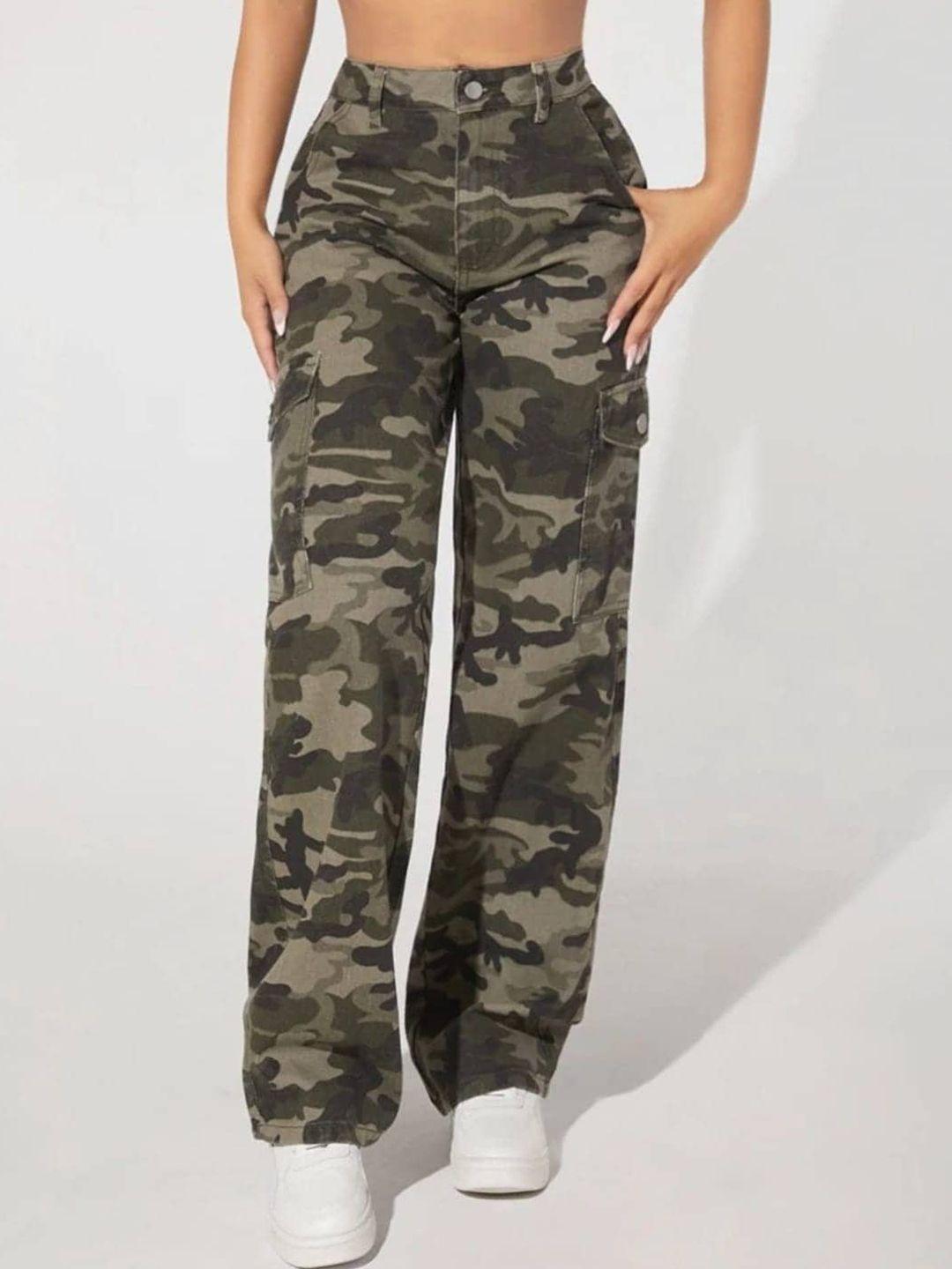 next one women smart camouflage printed cotton cargos trouser