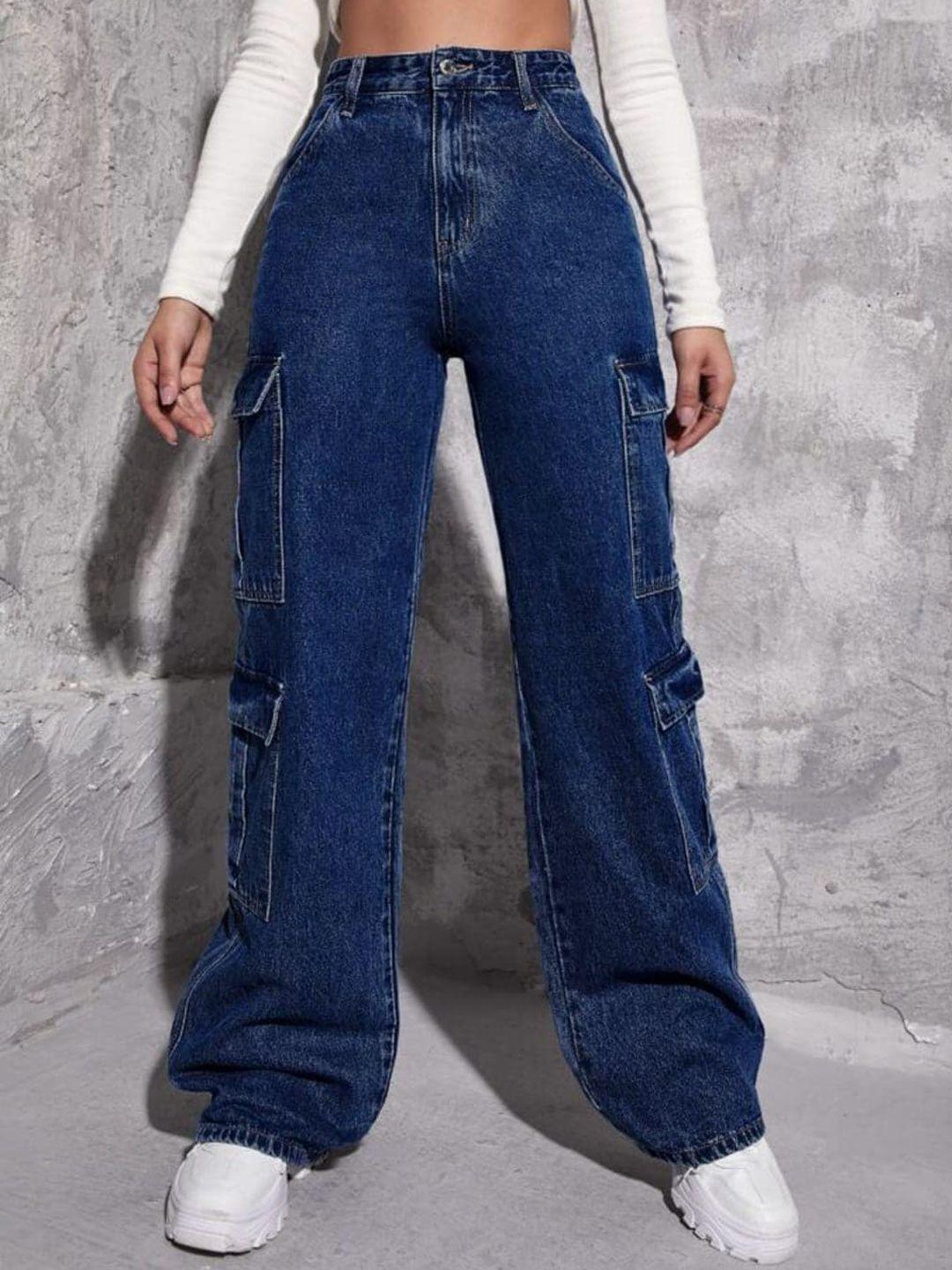 next one women smart wide leg high-rise clean look stretchable cargo jeans