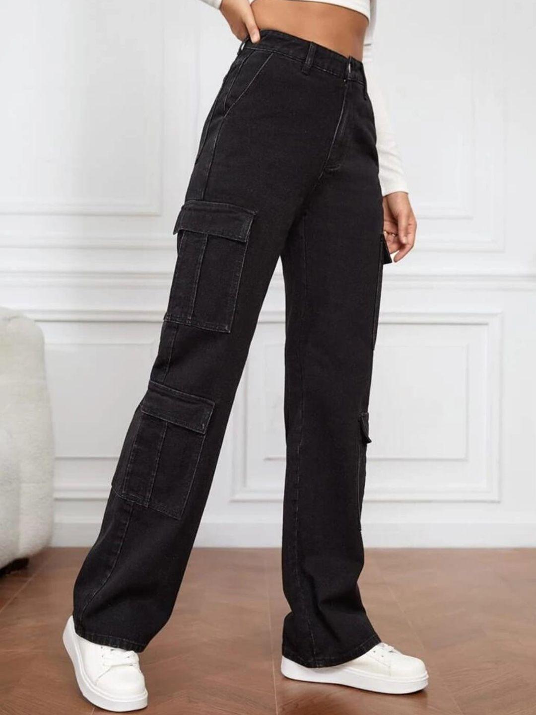 next one women smart wide leg high-rise clean look stretchable cargo jeans