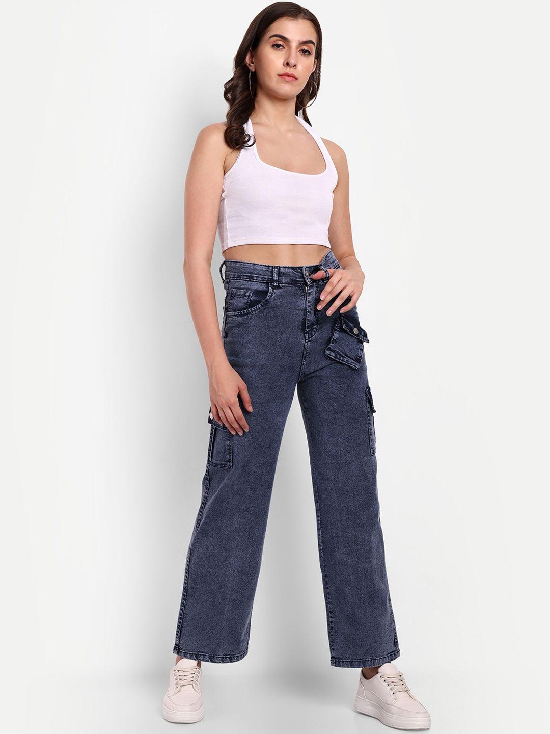 next one women smart wide leg high-rise heavy fade stretchable jeans