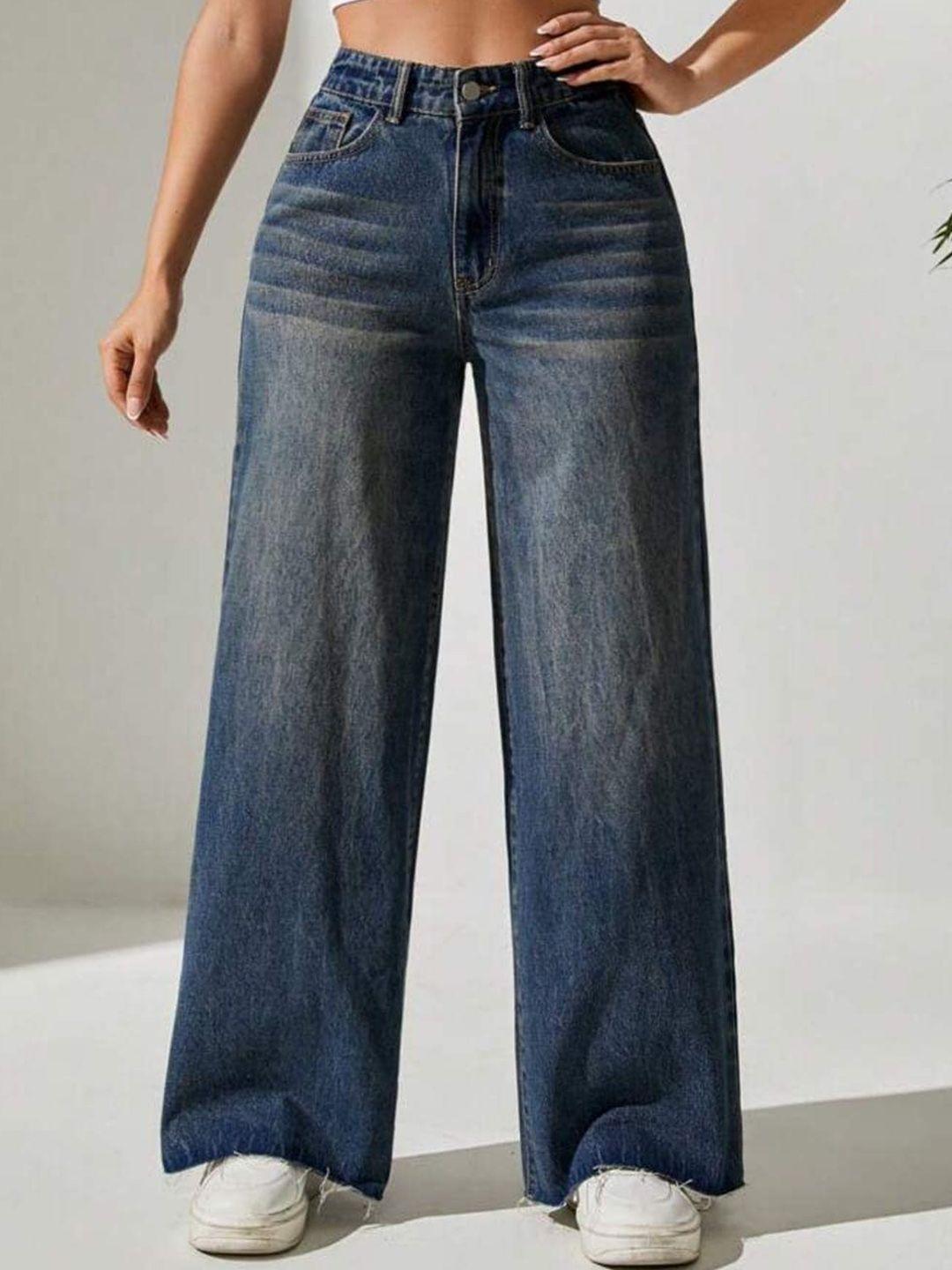 next one women smart wide leg high-rise low distress light fade jeans